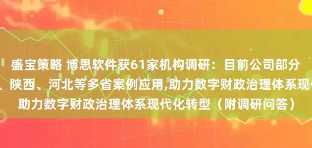 盛宝策略 博思软件获61家机构调研：目前公司部分产品已推进上海、山西、陕西、河北等多省案例应用,助力数字财政治理体系现代化转型（附调研问答）